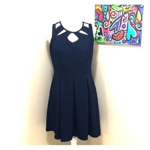 Navy Maurices dress with cutouts on chest